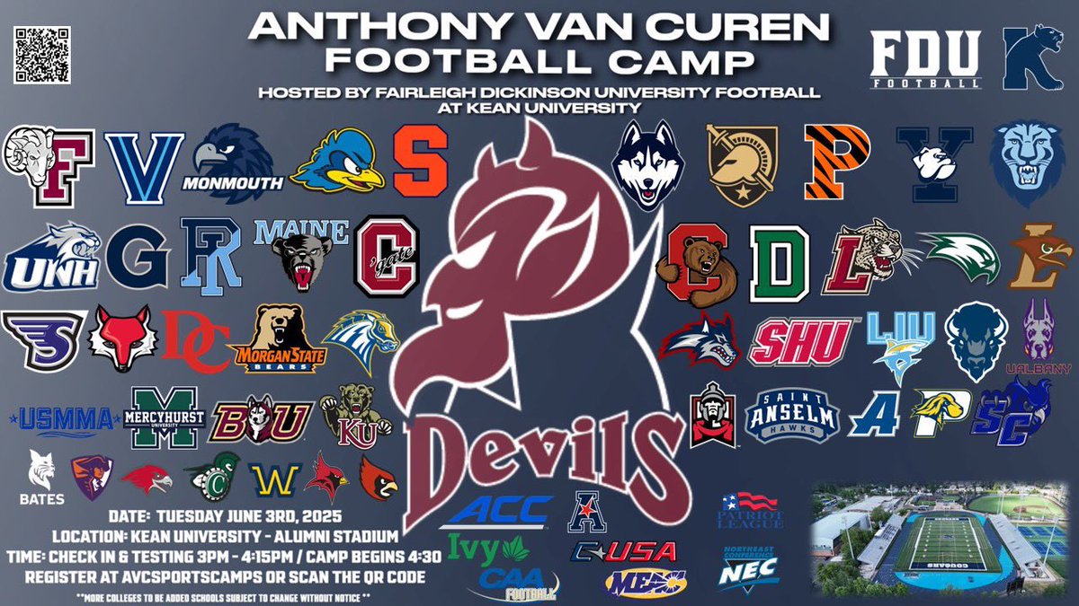 I will be attending AVC camp June 3rd 
<a href="/CoachYasir/">Coach Yasir Thomas</a> <a href="/CoachReekNJ/">Tareek Montague</a> <a href="/CoachEvanDurand/">Evan Durand</a> <a href="/FDUFootball/">FDU Football</a>