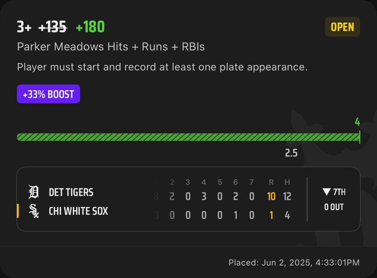 free money. welcome back, Parker Meadows .