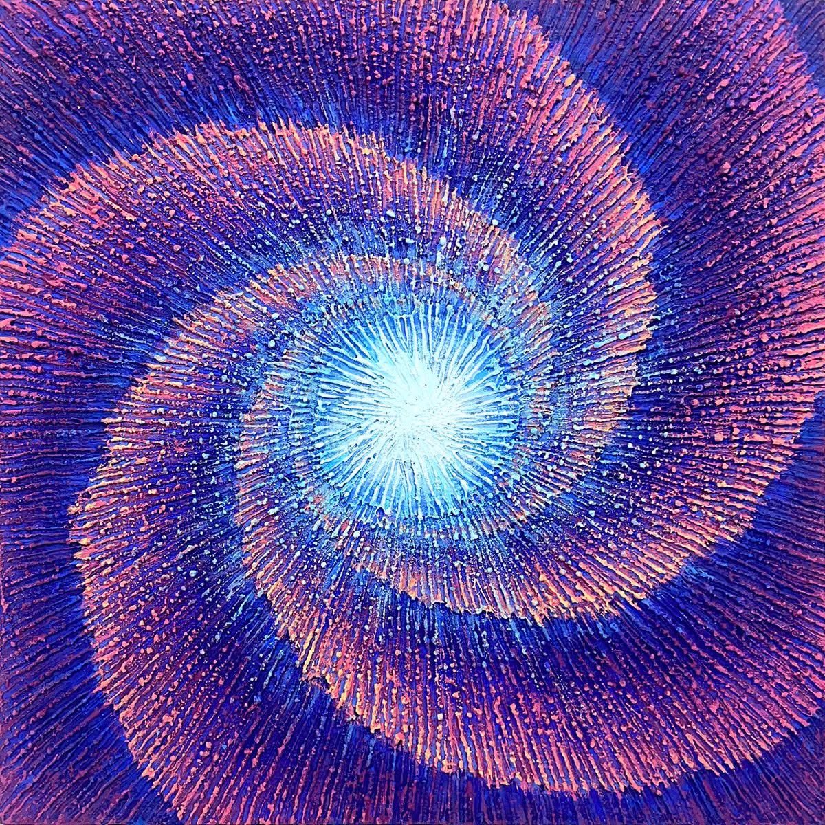 danielf06406538's tweet photo. Shan Ogdemli’s latest in her Mini Series, “Pink Spiral Vortex Mini" is 8 x 8 x 2.5 inches, is acrylic with diatomaceous earth on wood. It’s inspired by spirals in nature such as the Fibonacci formations in plants and the spirals in sea shells, hurricanes, and galaxies. The recurrence of geometric forms across phenomena seems to Shan as “evidence of a divine intelligence permeating all of existence.” It will be on display in October at Shan's solo show in Santa Fe. More information to follow.
#GeometricArt #SpaceArt #ArtinScience #Fibonacci #SantaFeArtist #WomanintheArts