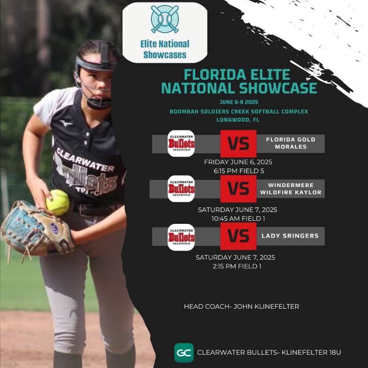 Brianna Shephard (@brishep29) on Twitter photo Here is our schedule for this upcoming weekend in Longwood for the Florida elite national showcase, I can’t wait to be back on the field for our first tournament of the summer! <a href="/Bullets_18u/">Clearwater Bullets-Klinefelter</a> <a href="/CoastRecruits/">Coast 2 Coast Recruits</a> <a href="/247recruiting/">247Sports Recruiting</a> Here is our schedule for this upcoming weekend in Longwood for the Florida elite national showcase, I can’t wait to be back on the field for our first tournament of the summer! <a href="/Bullets_18u/">Clearwater Bullets-Klinefelter</a> <a href="/CoastRecruits/">Coast 2 Coast Recruits</a> <a href="/247recruiting/">247Sports Recruiting</a>