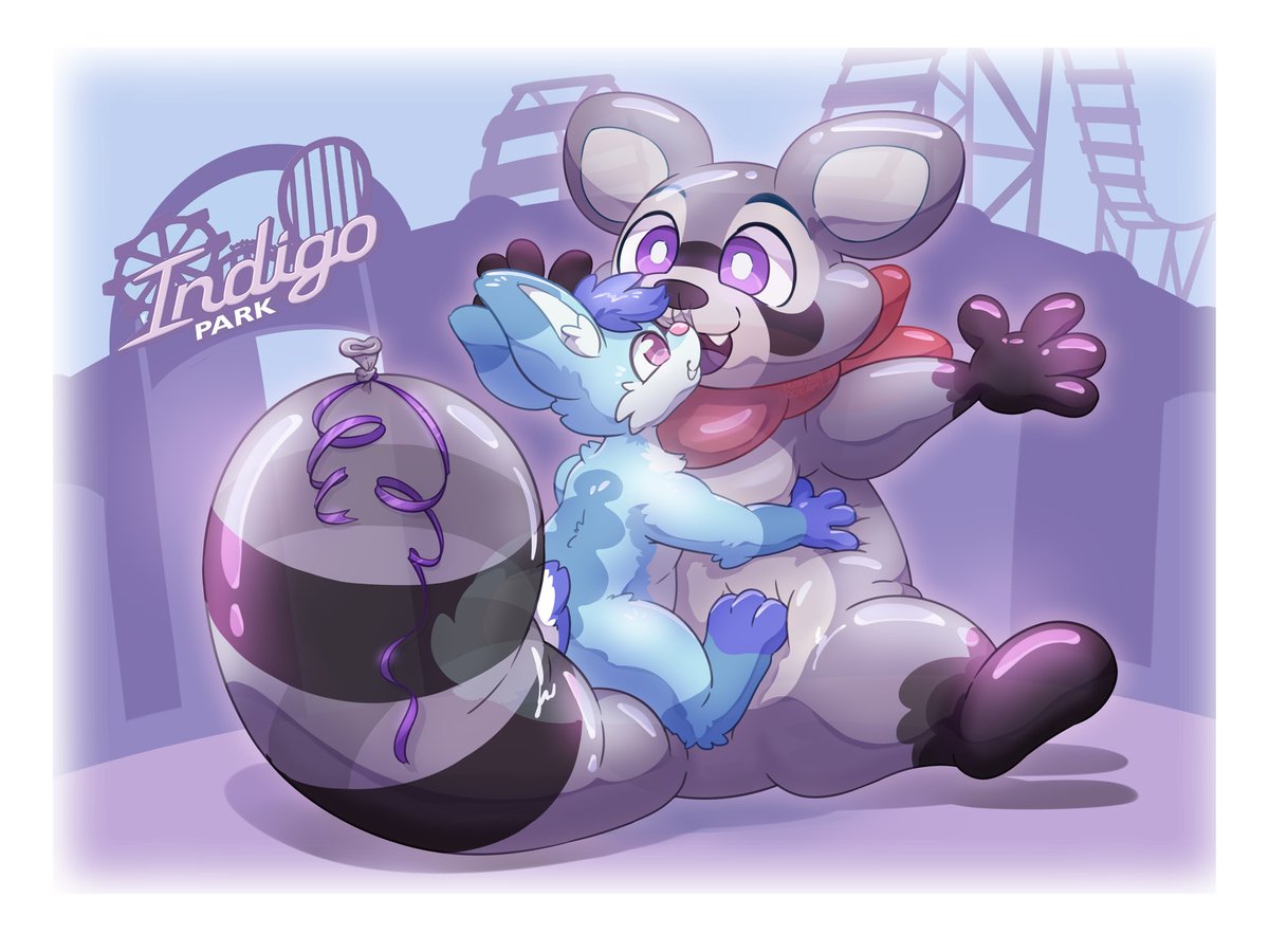 [61] (68) Commission for Jazzy

Jazzy got his hands on the Rambley balloon and is now spending time with it.
Either the balloon looked smaller while it was floating, or Jazzy gave it some extra air.