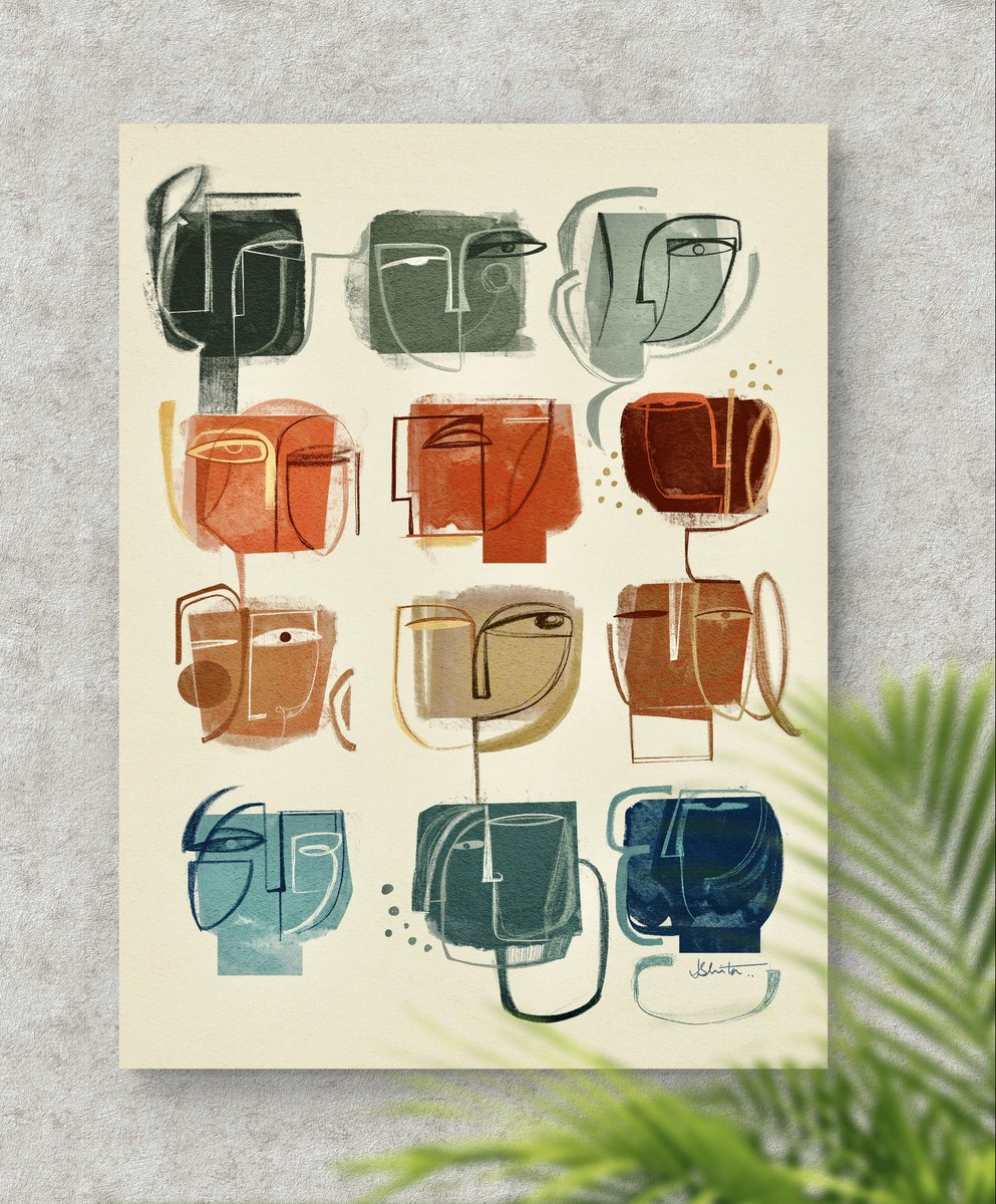 Quirky whimsical drawings and mid-century modern color palettes? 
Hell, yeah! 
“Douze” in a 24” x 36” size is hot off my desk today