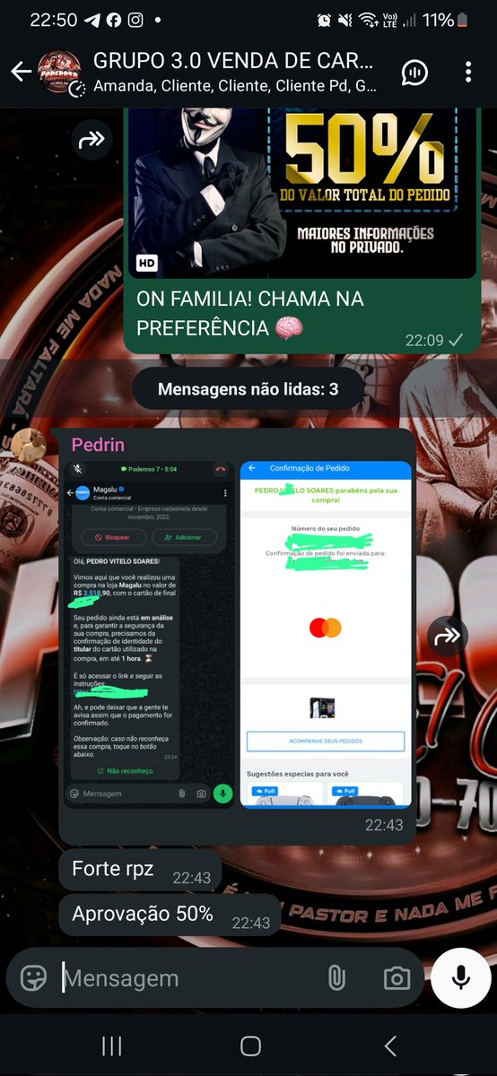 Poderoso_171's tweet image. BOA FAMÍLIA!!! SEGUE AS REFERÊNCIAS🥳🥳✅
+1 CLIENTE SATISFEITA COM O MELHOR MATERIAL DA NET. CHEGA DE COMPRAR CARTÃO E NÃO APROVAR NADA, QUALIDADE E GARANTIA É COMIGO!!! CHAMA A LOJA wa.me/message/W4AP6I…
