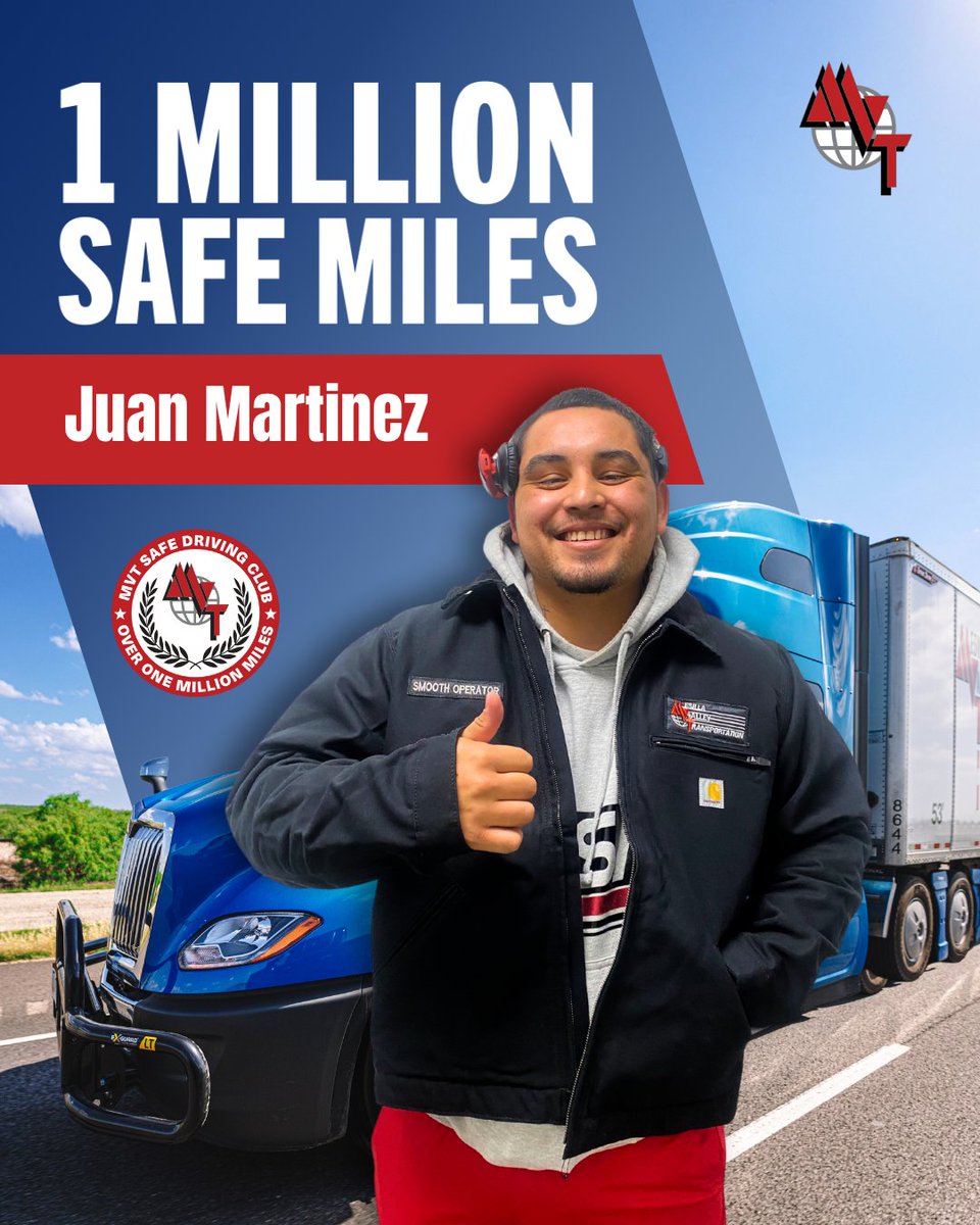 MVTServices's tweet image. 🚛 Celebrating a Million Miles!

Congrats to Christopher Kopriva and Juan Martinez on reaching 1 million safe miles! Your dedication and professionalism keep MVT rolling strong.

#MillionMileClub #MVTStrong #DriverAppreciation #OneMillionMiles