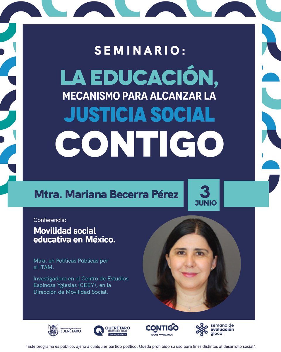 ¡Ya viene el seminario “La educación, mecanismo para alcanzar la justicia social” en el marco de la Semana de la Evaluación 2025!

Este 3 de junio acompáñanos a reflexionar sobre el papel de la educación como motor de cambio social 📚

🟦 ¡Regístrate y sé parte de este diálogo!