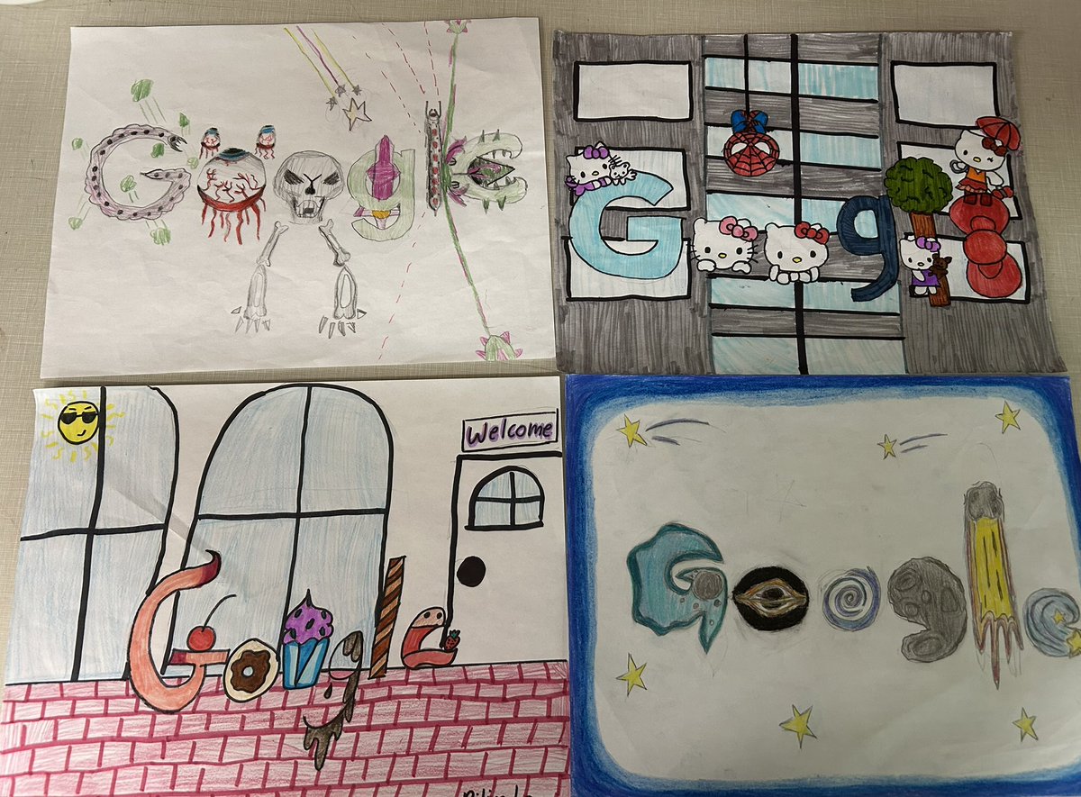MsLiuzzi's tweet photo. The students designed Google Doodles. Very creative! @transfigtcdsb https://t.co/iaKRh6JGAk