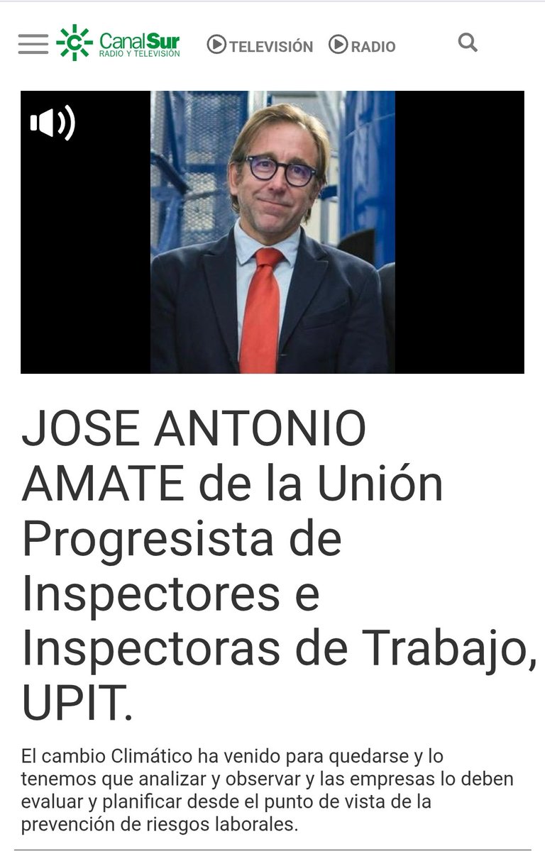 canalsur.es/multimedia.htm… . Intervención de nuestro compañero José Antonio Amate en Canal Sur sobre los riesgos del calor y del cambio climático en el ámbito laboral.