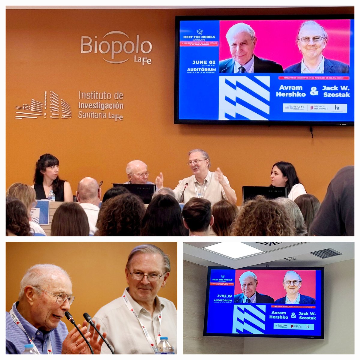 🎓 Biobank's experiencie‼️
Meet the #Nobels at <a href="/IISLaFe/">IIS La Fe</a>

⚗️👨‍🔬 #AvramHershko,  nobel prize in #chemistry.

🧬🏥 #JackSzostak, nobel prize in #medicine.