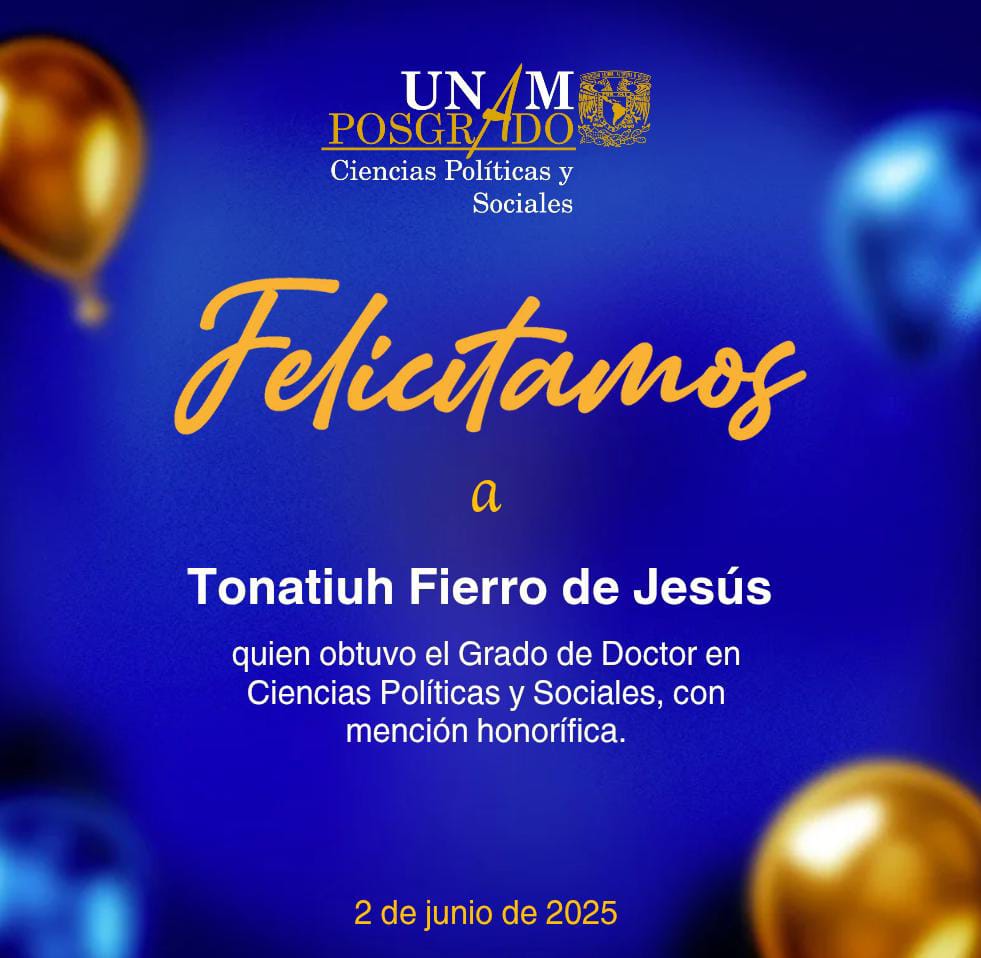 ¡Felicidades a Tonatiuh Fierro de Jesús  📚🎓!
 #OrgulloUNAM💙💛