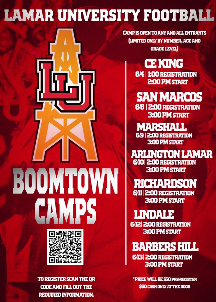 DON’T MISS YOUR OPPORTUNITY TO COME EARN IT‼️

MEGA CAMPS ARE LIKE PLAYING THE LOTTERY‼️ 

INVEST IN YOURSELF COME GET TO WORK DIRECTLY WITH YOUR FUTURE COACHES‼️

COME SEE WHAT ALL THE BUZZ IS ABOUT ON THE #BOOMTOWNTOUR ‼️