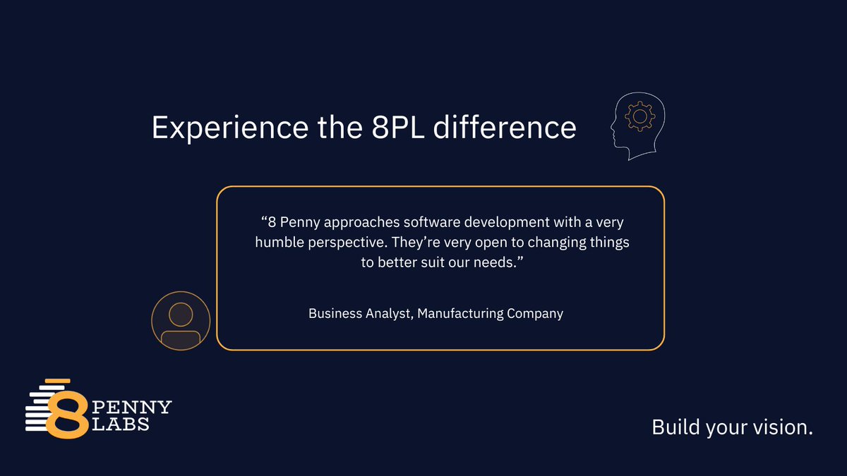 8PennyLabs's tweet image. Flexibility and collaboration are at the heart of great software development. 

At 8 Penny Labs, we take a humble approach—always ready to adapt and refine to ensure the best fit for our customers&apos; needs. 

#8PL #CustomerFirst #AdaptiveDevelopment