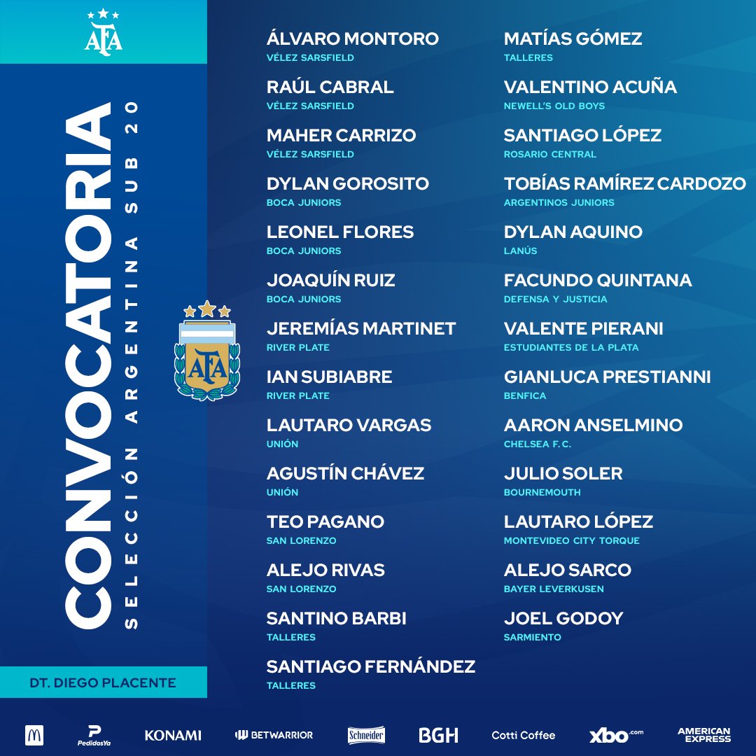 #SanLorenzo | Diego Placente citó a Teo Rodríguez Pagano y a Alejo Rivas para entrenarse con la Sub20 de #Argentina de cara a la Copa del Mundo de Chile.

¡Felicitaciones a los embajadores azulgranas! 💙❤️