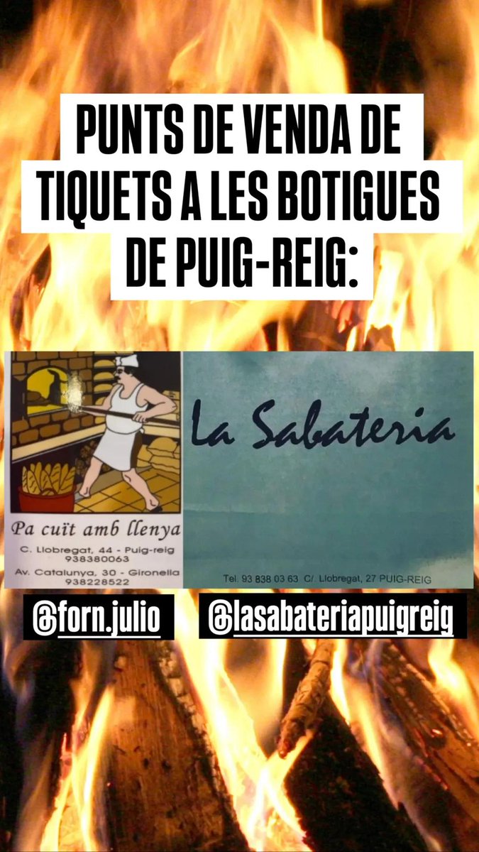 Associacioveins's tweet image. Aquesta setmana es posen a la venda els tiquets de la Revetlla de Sant Joan de Cal Prat 2025.
PUNTS DE VENDA:
-Forn julio
-La Sabateria Puig-reig
-AAVV CAL PRAT
Preus menú:
SOCIS: 11€
NO SOCIS: 15€
INFANTIL (FINS ELS 12 ANYS): 5€
US ESPEREM A TOTS I A TOTES 🔥🎉