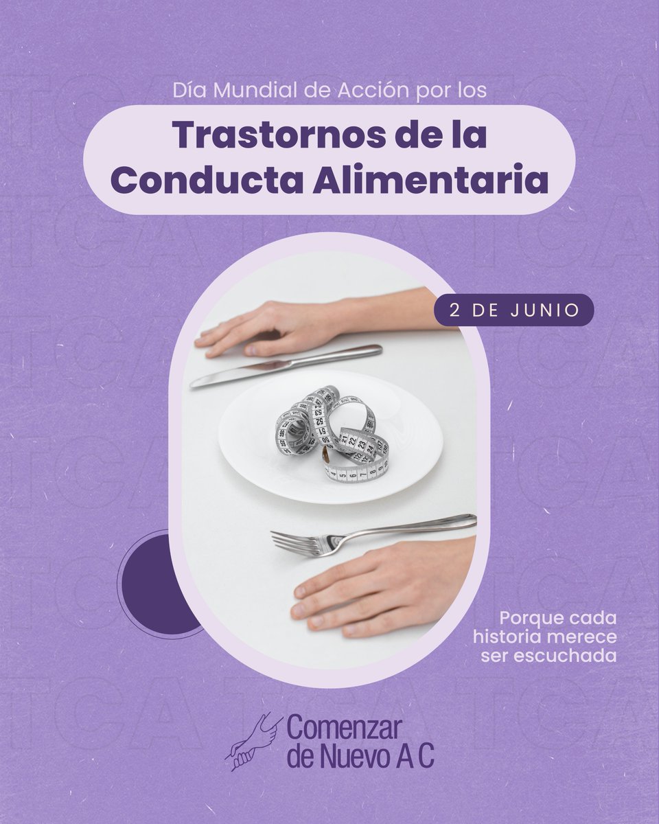 💜 Hoy, alzamos la voz.
Día Mundial de Acción por los Trastornos de la Conducta Alimentaria.

Los TCA no son una etapa ni una elección. Son enfermedades mentales complejas que afectan la vida de millones de personas en silencio.

#ComenzardeNuevo #WorldEatingDisordersDay #TCA