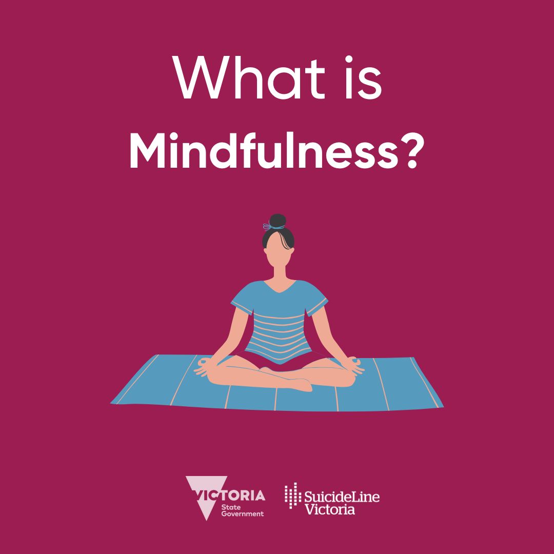 Mindfulness is being fully present and aware of where you are and what you are doing. 

This is done by paying attention to your thoughts, feelings and surroundings in the present moment.

Visit our guide to learn how to practice mindfulness: suicideline.org.au/mental-health/…