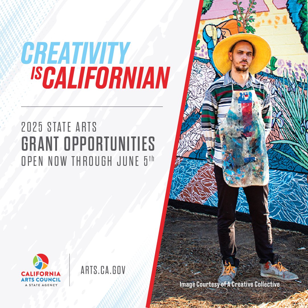 Calling all California's arts organizations: Only four days to go before our grant program applications come to a close! Don't miss your organization's chance for 2025 state arts funding - apply by June 5 at arts.ca.gov.