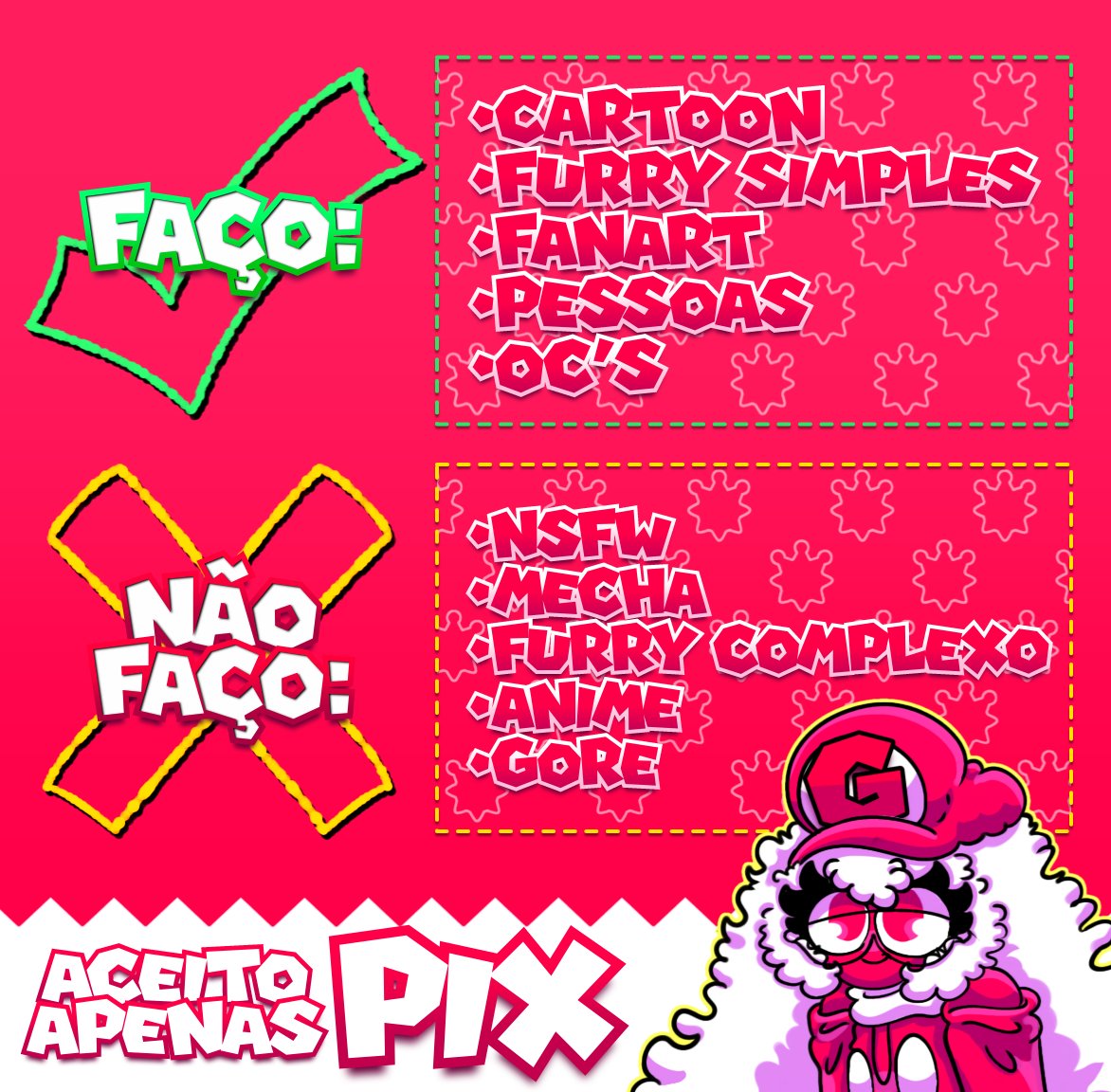 IsadoraGameOver's tweet image. Bem, agora que terminei o vídeo tô de comissões abertas de novo!⭐️
Mesmas coisas de sempre: faço thumb e arte render pelos preços abaixo, aceito só pix por enquanto, e se tiver interesse é só vir DM‼️