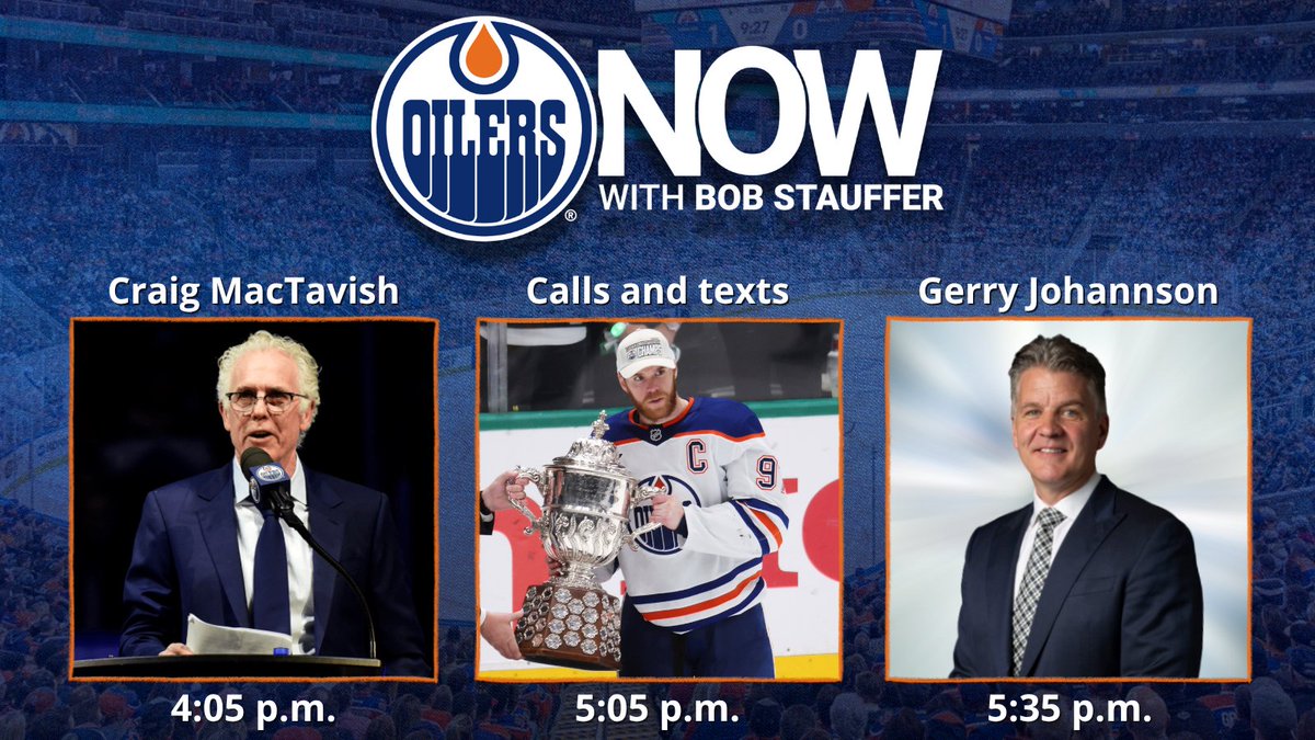Oilers Now with Bob Stauffer (@oilersnow) on Twitter photo Coming up next on <a href="/OilersNow/">Oilers Now with Bob Stauffer</a> with <a href="/Bob_Stauffer/">Bob Stauffer</a> from 4-6 p.m. MT on <a href="/CHED880/">880CHED</a> π»
π4:05 Mac-T Mondays with Craig MacTavish
π5:05 Calls & texts π
π5:35 <a href="/TSC_Hockey/">The Sports Corporation</a>'s Gerry Johannson
Call or text us at 780-451-8800 βοΈ&π²
π§: player.880ched.com Coming up next on <a href="/OilersNow/">Oilers Now with Bob Stauffer</a> with <a href="/Bob_Stauffer/">Bob Stauffer</a> from 4-6 p.m. MT on <a href="/CHED880/">880CHED</a> π»
π4:05 Mac-T Mondays with Craig MacTavish
π5:05 Calls & texts π
π5:35 <a href="/TSC_Hockey/">The Sports Corporation</a>'s Gerry Johannson
Call or text us at 780-451-8800 βοΈ&π²
π§: player.880ched.com
