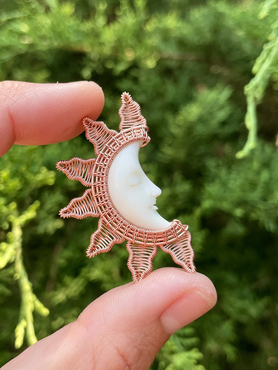 Posting this sun &amp; moon pendant in every lighting hoping that the carved details show up in at least one of them. 😅 It’s such a beautiful piece, but boy is it tricky to photograph! 🌞🌜 This pendant will be part of this week’s shop update!
