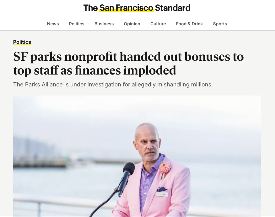 MattTtkool's tweet image. SF parks are sacred.

The SF Parks Alliance was supposed to protect them— instead, they

– misused $3.8M in donor funds
– spent $1.9M meant for Crane Cove Park (still unfinished)
– gave exec bonuses during a $4.6M deficit
– lost $250K on fundraising events

Good intentions aren’t…
