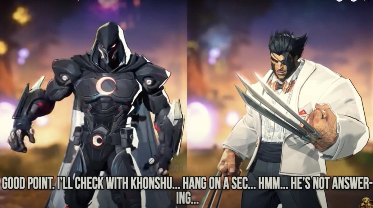 Commonalt's tweet photo. The new Marvel Rivals voice lines makes it sound like he has call Khonshu on the phone for a reply. https://t.co/EbEv1q2AF9