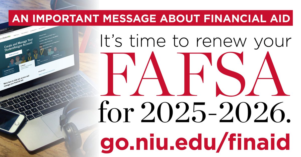 Huskies, don’t miss out on up to $8064 in potential student aid! Submit your FAFSA or Alternative Application by June 5 to be considered for an Illinois MAP Grant. Visit studentaid.gov/fafsa to complete yours today!