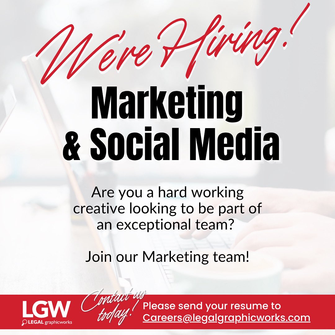 JimLucas1124's tweet image. Please send your resume to Career@legalgraphicworks.com