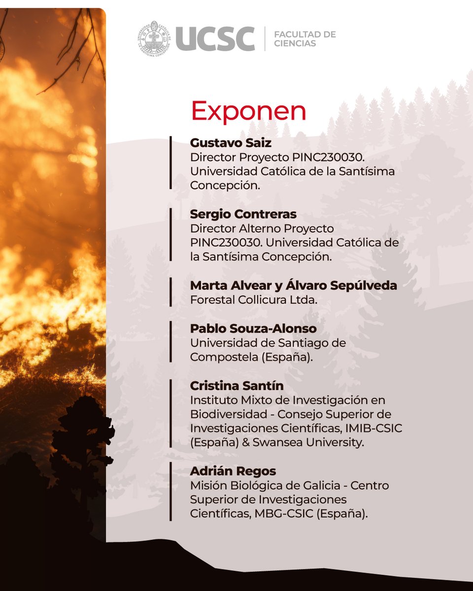UCSC Concepción (@ucscconcepcion) on Twitter photo 🔺 Nuestra Universidad y <a href="/CienciasUCSC/">Facultad de Ciencias UCSC</a>, te invitan al Seminario sobre Incendios Forestales, una jornada dedicada a reflexionar sobre los desafíos de recuperación post-incendios y compartir conocimientos desde la ciencia, la gestión forestal y la experiencia internacional. 🔺 Nuestra Universidad y <a href="/CienciasUCSC/">Facultad de Ciencias UCSC</a>, te invitan al Seminario sobre Incendios Forestales, una jornada dedicada a reflexionar sobre los desafíos de recuperación post-incendios y compartir conocimientos desde la ciencia, la gestión forestal y la experiencia internacional.