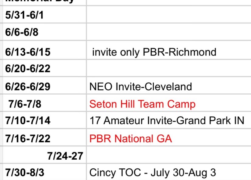 Summer schedule!!