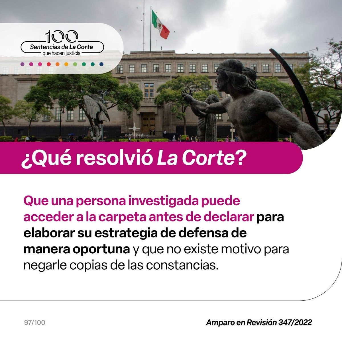 📄 ¿Una persona puede acceder a la carpeta de investigación de un caso donde se le señala como posible responsable de un delito, aunque no haya una acusación formal en su contra?

Conoce lo que #LaCorte resolvió en #100Sentencias 👇