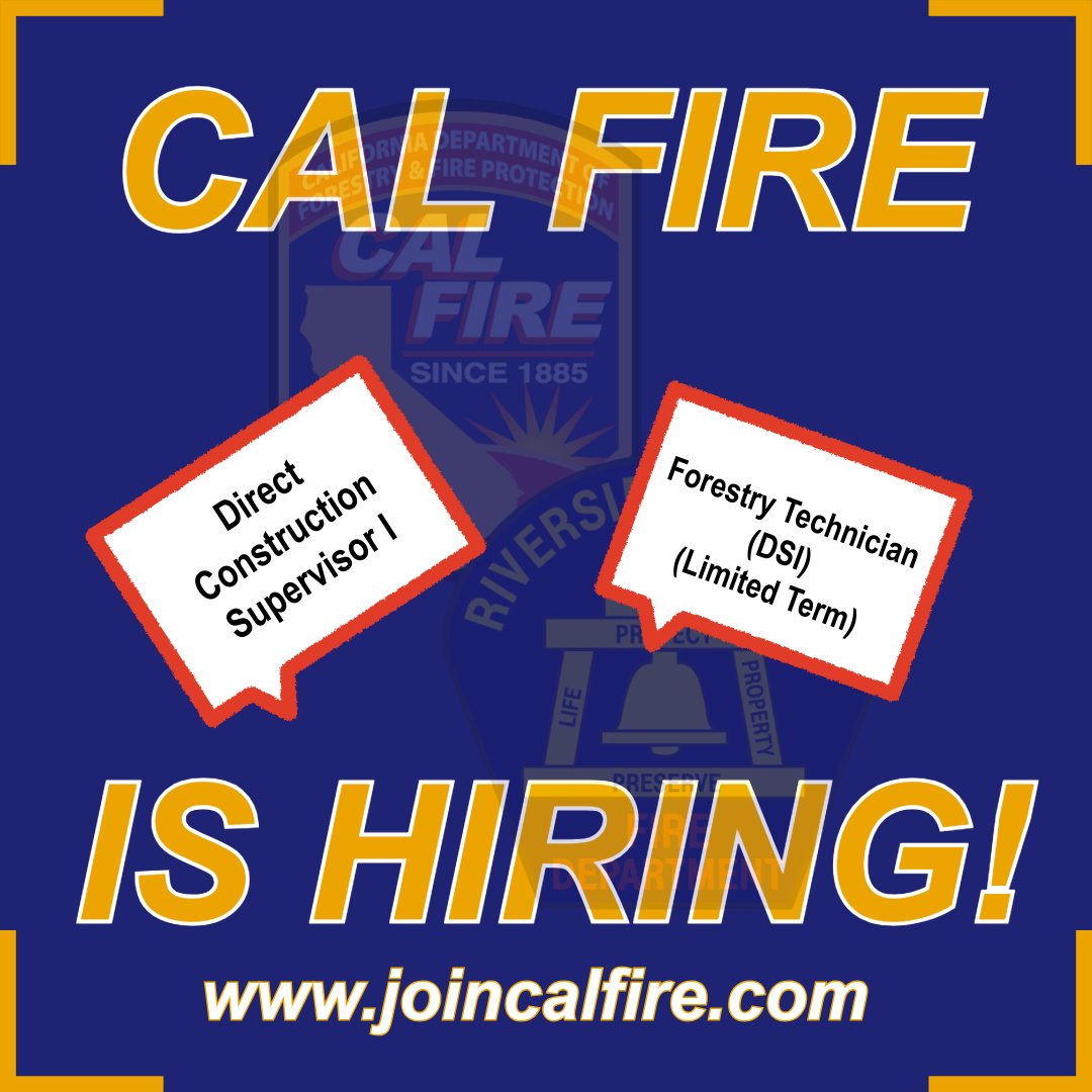 CAL FIRE/Riverside County Fire Department (@calfirerru) on Twitter photo CAL FIRE ๐ข๐ฌ ๐ฌ๐๐๐ค๐ข๐ง๐ ๐ช๐ฎ๐๐ฅ๐ข๐๐ข๐๐ ๐๐๐ง๐๐ข๐๐๐ญ๐๐ฌ ๐ญ๐จ ๐๐ข๐ฅ๐ฅ ๐ญ๐ก๐ ๐๐ฎ๐ซ๐ซ๐๐ง๐ญ ๐ฏ๐๐๐๐ง๐๐ข๐๐ฌ ๐๐จ๐ซ ๐ญ๐ก๐ ๐๐ฅ๐๐ฌ๐ฌ๐ข๐๐ข๐๐๐ญ๐ข๐จ๐ง๐ฌ ๐ฅ๐ข๐ฌ๐ญ๐๐ ๐๐๐ฅ๐จ๐ฐ. ๐๐จ ๐๐ฉ๐ฉ๐ฅ๐ฒ, ๐ฉ๐ฅ๐๐๐ฌ๐ ๐ฏ๐ข๐ฌ๐ข๐ญ linktr.ee/calfirerru ๐๐ง๐ ๐ฌ๐ฎ๐๐ฆ๐ข๐ญ CAL FIRE ๐ข๐ฌ ๐ฌ๐๐๐ค๐ข๐ง๐ ๐ช๐ฎ๐๐ฅ๐ข๐๐ข๐๐ ๐๐๐ง๐๐ข๐๐๐ญ๐๐ฌ ๐ญ๐จ ๐๐ข๐ฅ๐ฅ ๐ญ๐ก๐ ๐๐ฎ๐ซ๐ซ๐๐ง๐ญ ๐ฏ๐๐๐๐ง๐๐ข๐๐ฌ ๐๐จ๐ซ ๐ญ๐ก๐ ๐๐ฅ๐๐ฌ๐ฌ๐ข๐๐ข๐๐๐ญ๐ข๐จ๐ง๐ฌ ๐ฅ๐ข๐ฌ๐ญ๐๐ ๐๐๐ฅ๐จ๐ฐ. ๐๐จ ๐๐ฉ๐ฉ๐ฅ๐ฒ, ๐ฉ๐ฅ๐๐๐ฌ๐ ๐ฏ๐ข๐ฌ๐ข๐ญ linktr.ee/calfirerru ๐๐ง๐ ๐ฌ๐ฎ๐๐ฆ๐ข๐ญ
