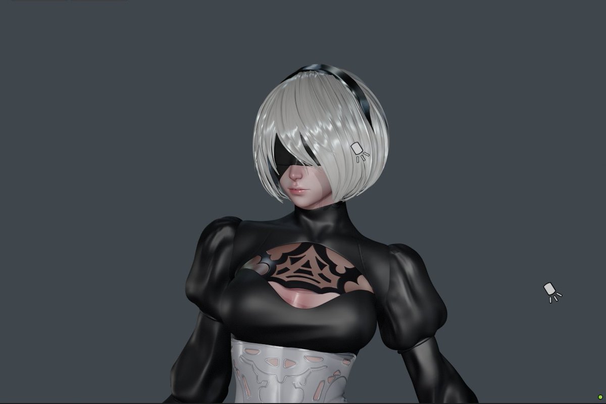 sinadoes3di's tweet image. WIP 2B NIER – Some progress so far. Texturing&apos;s finished, currently working on lighting and render setup