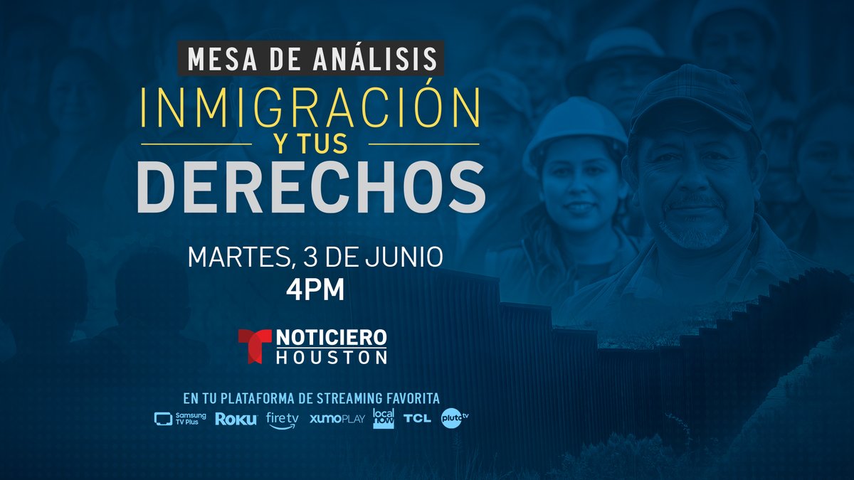 Telemundo Houston (@telemundohou) on Twitter photo Bajo la administración de Trump, las políticas migratorias han cambiado drásticamente. <a href="/CrystalKTMD/">Crystal Ayala</a> y <a href="/IngridBarreraTV/">IngridBarrera</a> junto a varios expertos te traen: “Mesa de Análisis: Inmigración y tus Derechos” el martes 3 de junio a las 4PM por #TelemundoHouston Bajo la administración de Trump, las políticas migratorias han cambiado drásticamente. <a href="/CrystalKTMD/">Crystal Ayala</a> y <a href="/IngridBarreraTV/">IngridBarrera</a> junto a varios expertos te traen: “Mesa de Análisis: Inmigración y tus Derechos” el martes 3 de junio a las 4PM por #TelemundoHouston