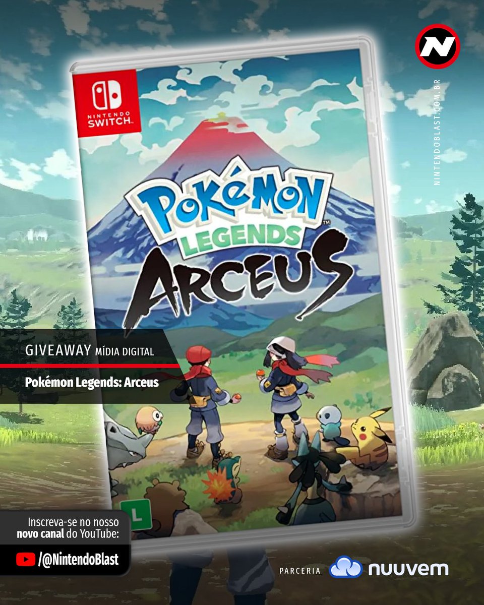 🎁 #Giveaway Pokémon Legends Arceus (Switch)

💬 COMO CONCORRER?
- Siga <a href="/nintendoblast/">Nintendo Blast</a> e <a href="/nuuvem/">Nuuvem.com</a>
- Inscreva-se no youtube.com/@NintendoBlast
- Curta ❤️ + RT este post
- Comente marcando um amigo, e diga qual será seu inicial no novo Legends!

Resultado: 07/06/2025
Boa sorte!