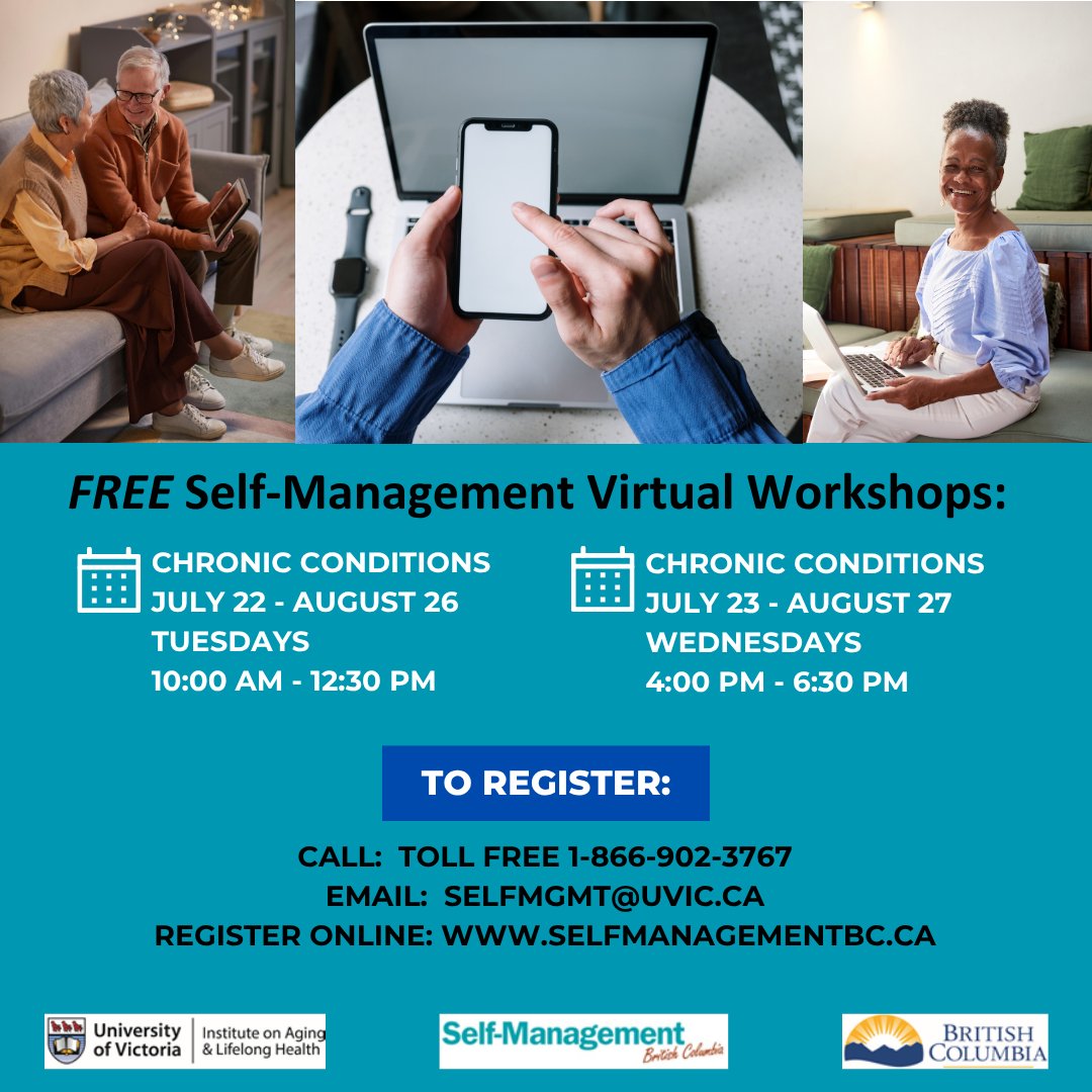 Do you have a chronic health condition? Join us for a FREE virtual group workshop, and learn tools to better manage your health! selfmanagementbc.ca