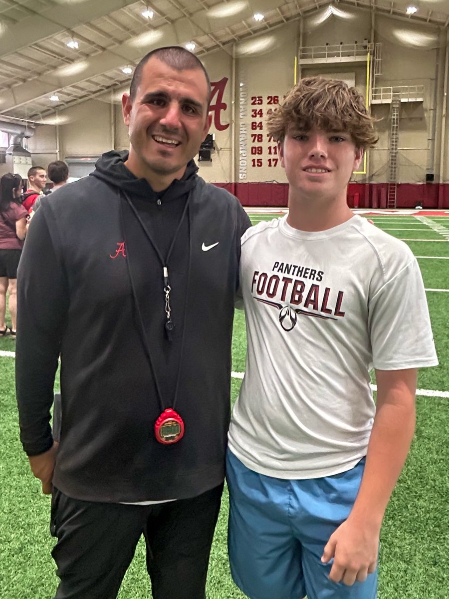 Dylan Reece (@dcreece10) on Twitter photo I had a great time at <a href="/AlabamaFTBL/">Alabama Football</a> specialists camp today and was underclassmen field goal champion! Thank you <a href="/nunez_jay/">Jay Nuñez</a> for a great camp.
<a href="/CoachFoster16/">Coach Chris Foster</a>
<a href="/RecruitBWoodFB/">Brookwood Panther Recruiting</a>
<a href="/BrookwoodFTBL/">Brookwood Panthers Football</a>
<a href="/Coach_LukeRoth/">Luke Roth</a>
<a href="/NickVogel5/">Nick Vogel</a>
<a href="/Chris_Sailer/">Chris Sailer Kicking</a>
<a href="/OneOnOneKicking/">OneOnOne Kicking Camps🏈</a> I had a great time at <a href="/AlabamaFTBL/">Alabama Football</a> specialists camp today and was underclassmen field goal champion! Thank you <a href="/nunez_jay/">Jay Nuñez</a> for a great camp.
<a href="/CoachFoster16/">Coach Chris Foster</a>
<a href="/RecruitBWoodFB/">Brookwood Panther Recruiting</a>
<a href="/BrookwoodFTBL/">Brookwood Panthers Football</a>
<a href="/Coach_LukeRoth/">Luke Roth</a>
<a href="/NickVogel5/">Nick Vogel</a>
<a href="/Chris_Sailer/">Chris Sailer Kicking</a>
<a href="/OneOnOneKicking/">OneOnOne Kicking Camps🏈</a>