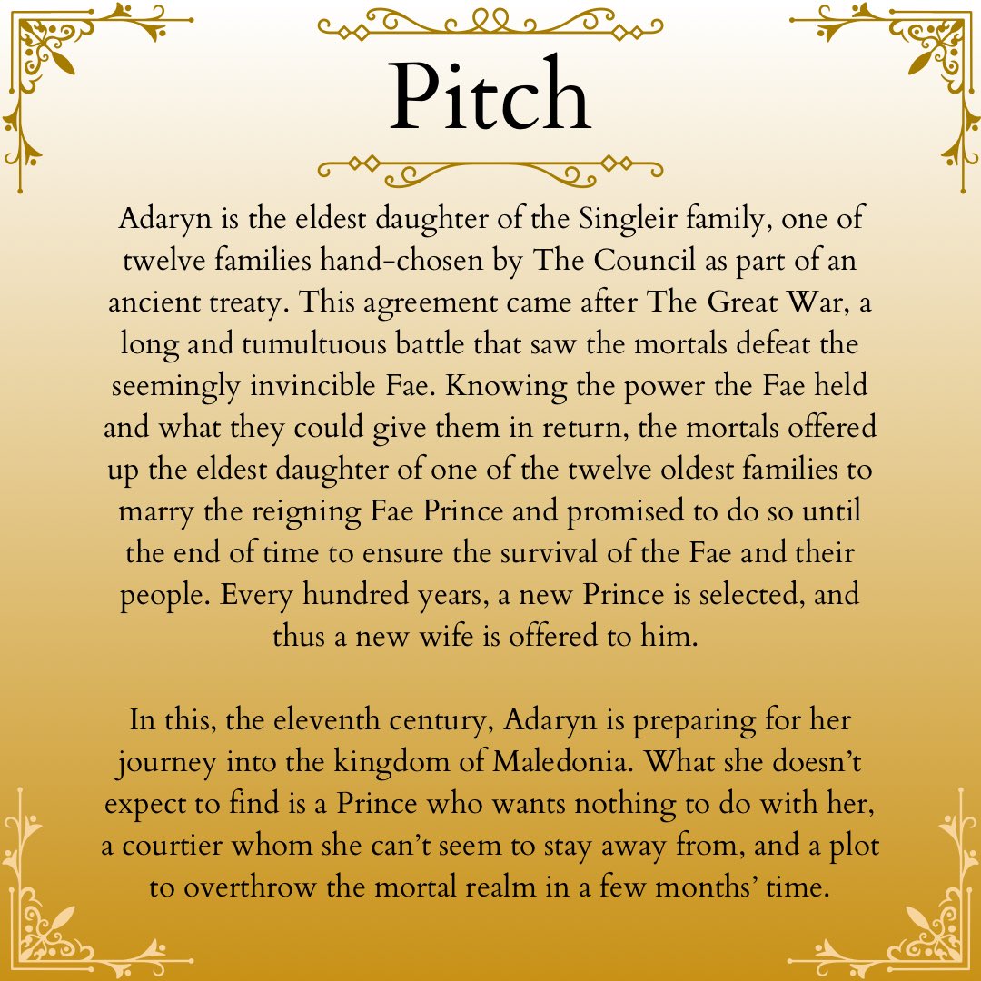 landrypwrites's tweet photo. #DraftingPit #RF #A
an agent’s guide to SUMMER’S SWORD, my debut adult romantasy i estimate to be 100k words upon completion! ☀️⚔️ https://t.co/d5nPWHInmN