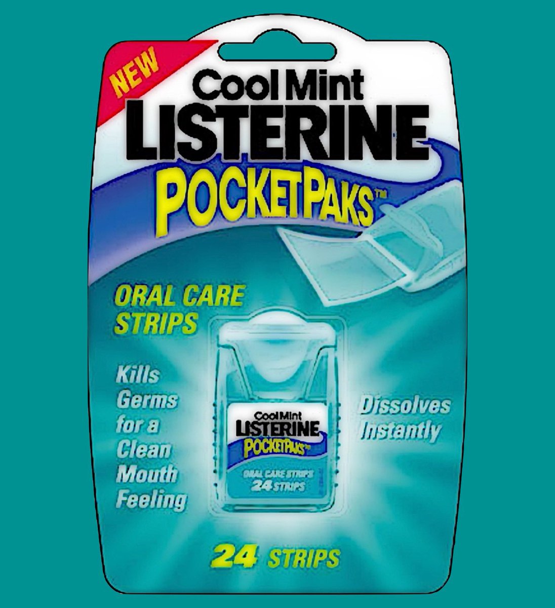 RetroNewsNow's tweet image. In 2001, Listerine PocketPak breath strips were introduced