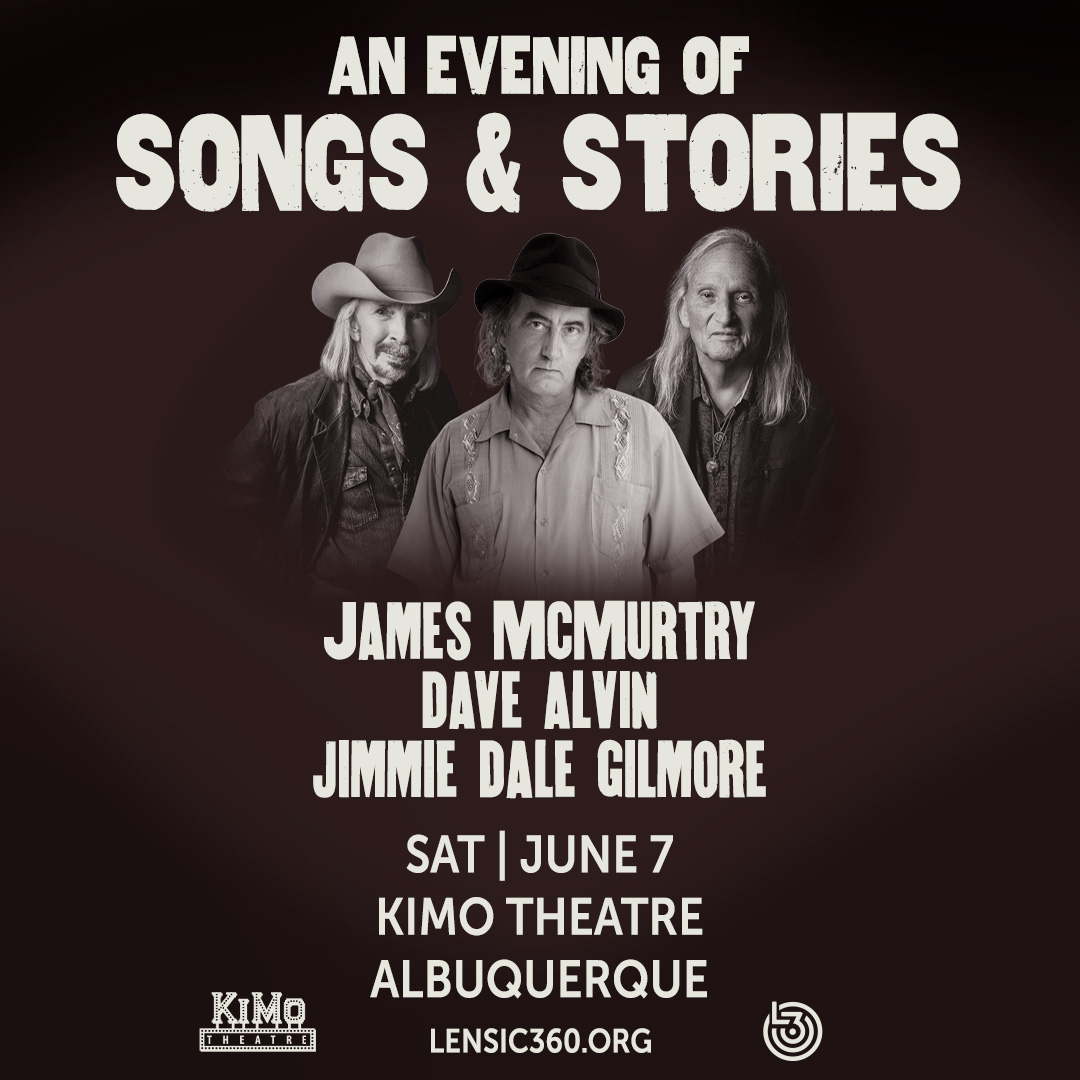 Tickets are selling fast for James McMurtry, Dave Alvin, and Jimmie Dale Gilmore at the KiMo Theatre! Presented by Lensic 360, this performance on June 7 will be a very special evening featuring two full sets of live music.
ow.ly/ANlA50W2UH7 
#KiMoTheatre #LoveTheKiMo