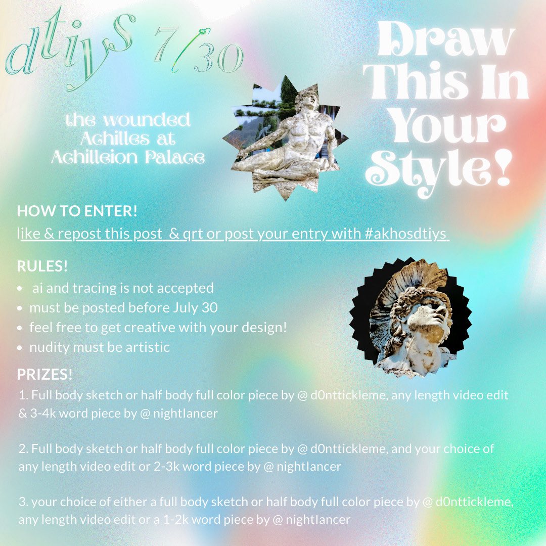 akhosilaos's tweet image. Marwie and I wanted to host something fun for this archive account and we have decided to host a DTIYS competition using The Dying/Wounded Achilles statue by Ernst Herter! This is an opportunity for us to catalogue and appreciate everyone’s unique Achilles designs!