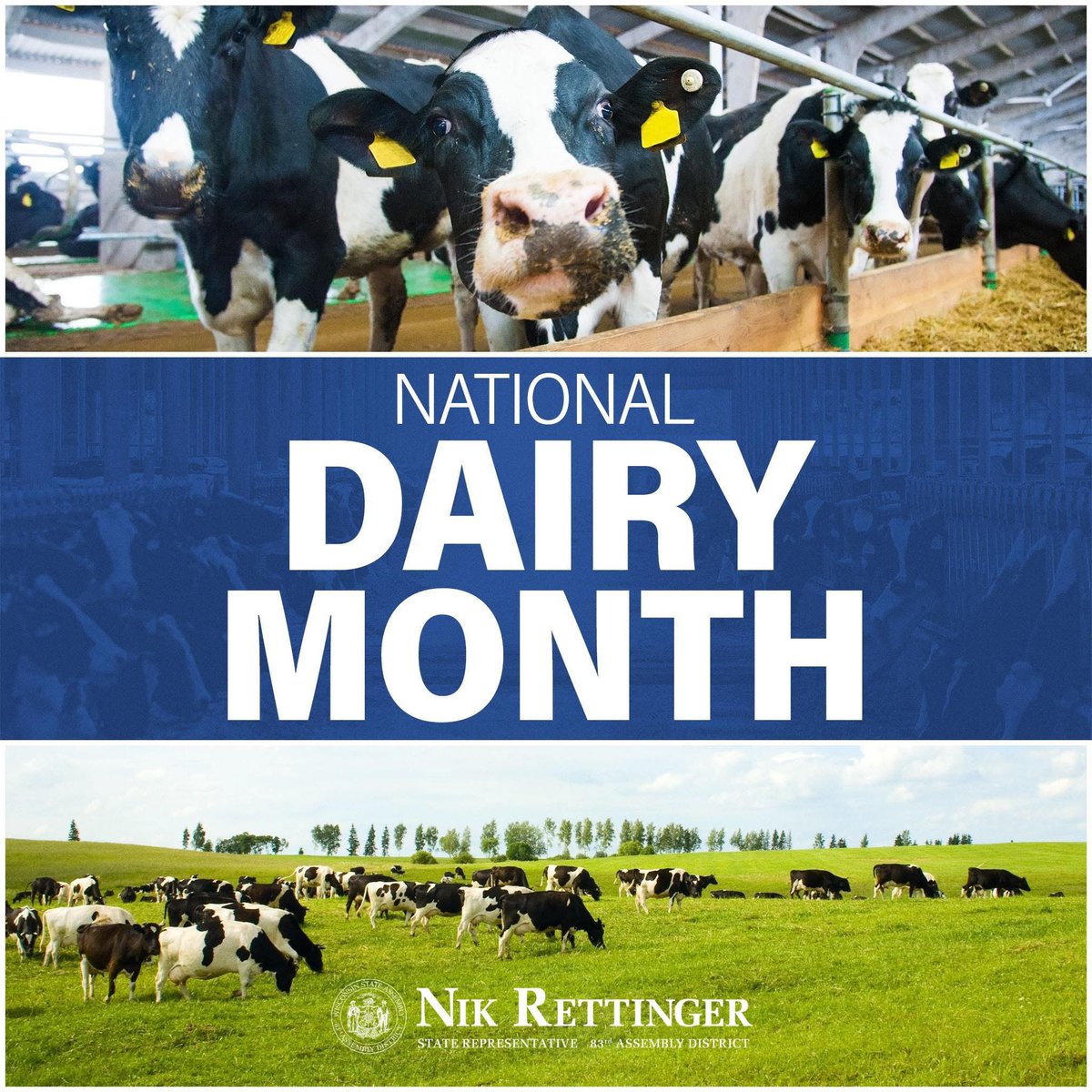 It’s National Dairy Month!! 

Throughout the month of June, Dairy Breakfasts and Breakfast on the Farms will be taking place around the state. Thank you to all our hard working farmers for all they do for WI! 🚜🐄🧀

#DairyMonth #WIAg