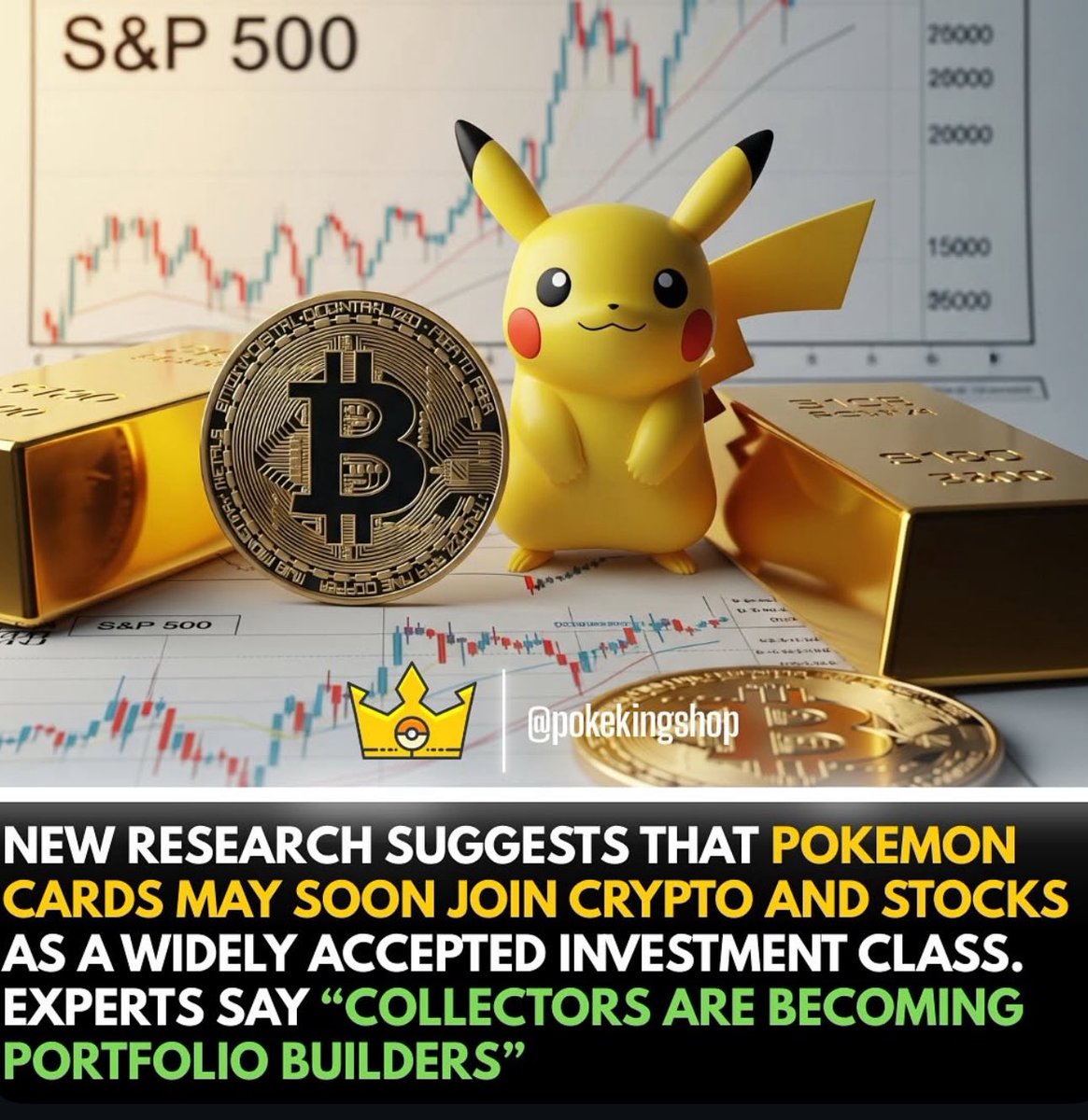 BULLISH SIGNAL FOR COLLECTIBLES 🚀 New research shows Pokémon cards could  soon be grouped alongside stocks & crypto as legit investment assets. 📈💰  The bullish sentiment surrounding Pokémon cards as investment assets