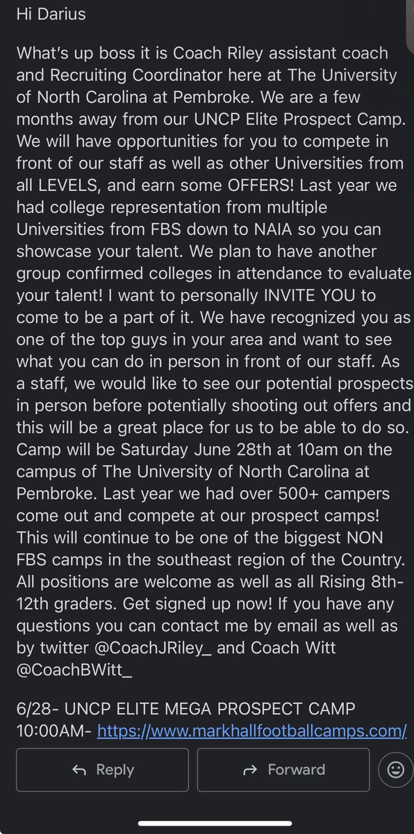 Darius Walker (@darius_wjr) on Twitter photo I am blessed and appreciative to receive a personal camo invite from <a href="/CoachJRiley_/">Jayden Riley</a> and <a href="/CoachBWitt_/">Bryce Witt</a> ! I am blessed and appreciative to receive a personal camo invite from <a href="/CoachJRiley_/">Jayden Riley</a> and <a href="/CoachBWitt_/">Bryce Witt</a> !