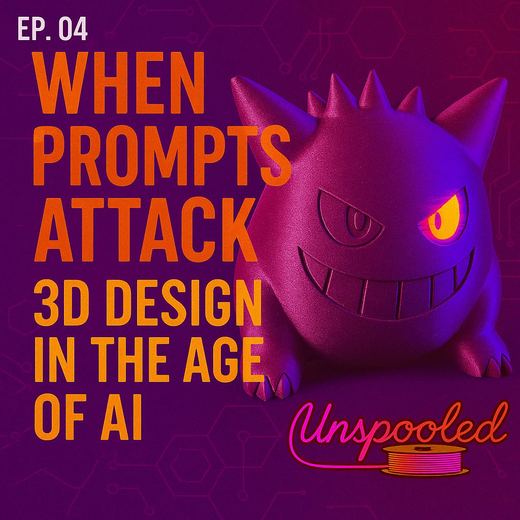 unspooled3DPod's tweet image. Unspooled: Ep 04 — When Prompts Attack: 3D Design in the Age of AI.
Some love it. Some use it. Others want nothing to do with it.
We explore how AI empowers non-designers, supports pros, and stirs debate in the maker world.
Watch on @Twitch tomorrow, June 3rd at 8:00pm EST.
