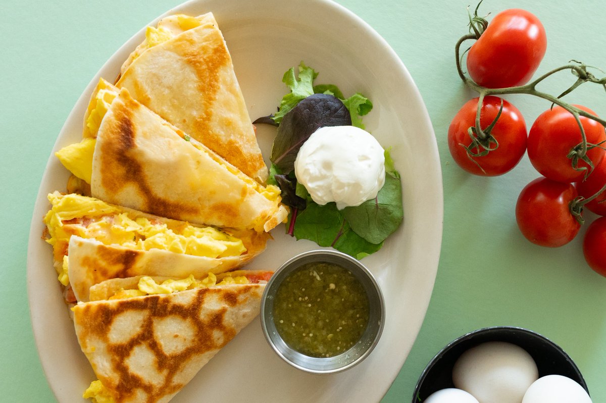 We're eggstatic about this Quesadilla.
Stop by to taste the Breakfast Quesadilla and see why.

View the new limited-time offerings at bit.ly/42HtPfn.
.
*Available for a limited time at most cafes.
