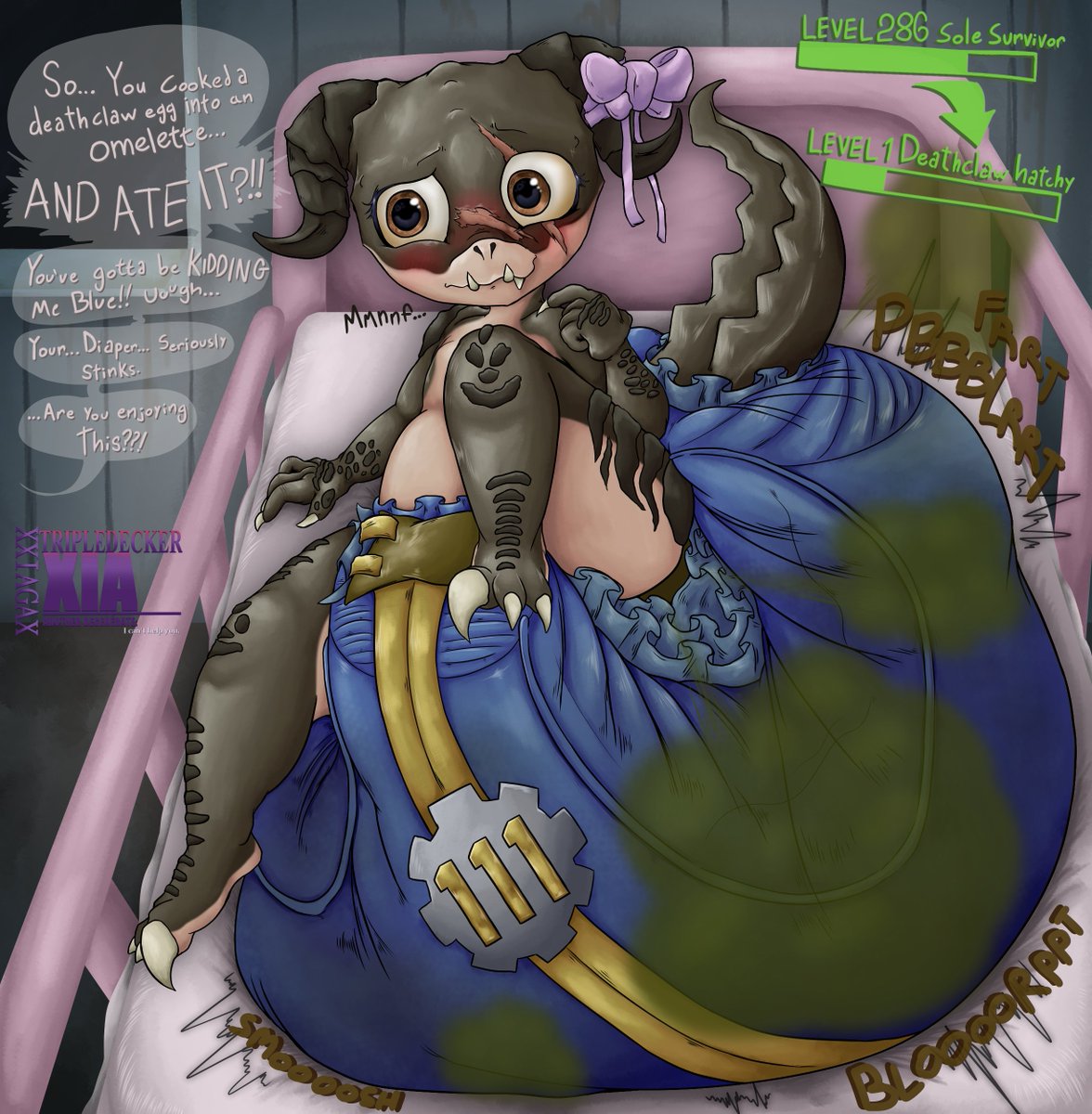 You need to be really REALLY careful about rad heavy foods out in the wasteland... If youre not well... I guess that jumpsuit can make a pretty handy diaper for you to dump all your levels into