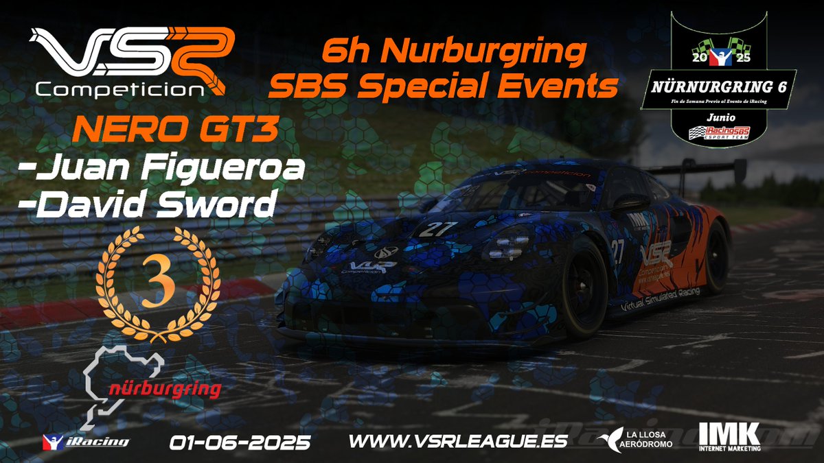 VSR Competicion (@vsrcompeticion) on Twitter photo Grandes nuestros pilotos que consiguen la P3 en las 6h Nurburgring del campeonato SBS Special Events <a href="/iracingsbsports/">iRacingSBS Esport Team</a>
Enhorabuena chavales!!!💪🏻 Grandes nuestros pilotos que consiguen la P3 en las 6h Nurburgring del campeonato SBS Special Events <a href="/iracingsbsports/">iRacingSBS Esport Team</a>
Enhorabuena chavales!!!💪🏻