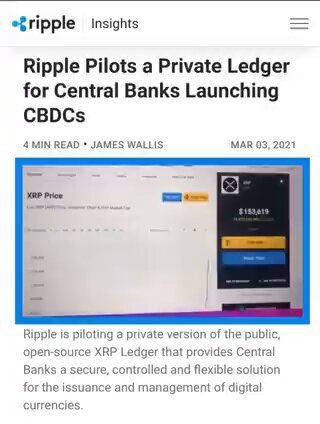 🚨BREAKING: RIPPLE CONFIRMS CENTRAL BANKS HAVE BEGUN LAUNCHING CBDC'S ON $XRP PRIVATE LEDGER!!