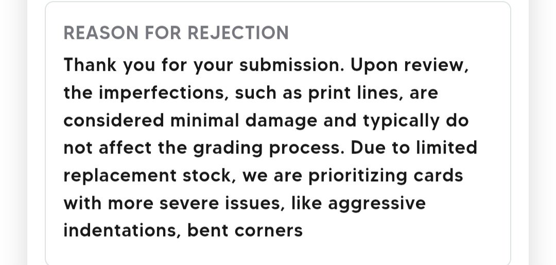 BayFfb's tweet image. Welp @CardPurchaser Panini's reason for rejecting my claim of factory damage on the Terrell Owens Downtown. Apparently your card needs to go through a woodchipper in the factory before @PaniniAmerica does anything.