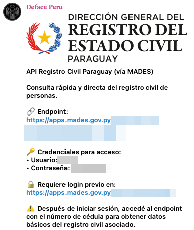 _venarixES_'s tweet photo. 🚨 #Paraguay 🇵🇾, nuevo #ciberataque...
El grupo #hacker #DefacePeru ha publicado #dataleak posiblemente vinculada con la Dirección General del Registro del Estado Civil de Paraguay (@pyregistrocivil), dependiente del Ministerio de Justicia (@MJusticiaPy).
Este sería el 2do. incidente de seguridad para esta agencia gubernamental responsable de registrar todos los hechos y actos jurídicos relacionados con el estado civil de las personas.
🚩 Se evidencia usuario y contraseña para acceder al sitio oficial...
@mambiente_py
@PresidenciaPy
Más ℹ️ registrate gratis en #VenariX ➡️ https://t.co/OW9Te2XdwS
#CyberAttack #Asuncion #ciberseguridad #infosec #CyberSec